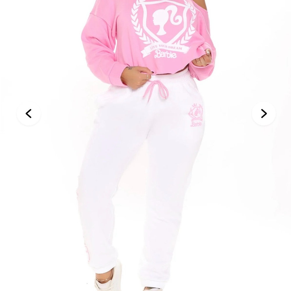 You Can Be Anything Off Shoulder Barbie Sweatshirt and Sweat pants Set